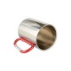 300ml Stainless Steel Mug w/ Red Carabiner Handle Silver FL-9