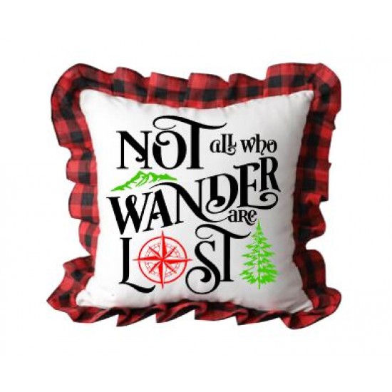 Linen Double Sided Buffalo Plaid Pillow Red/Black K-6