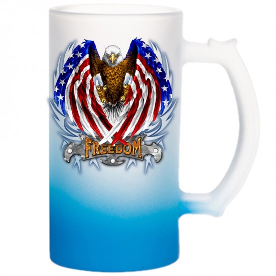 Frosted Glass Beer Mug Gradient(16oz/480ml,Sublimation Blank,Light