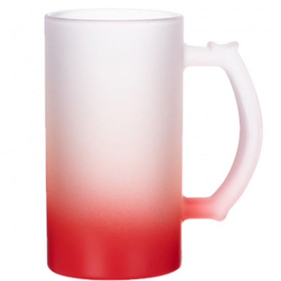 16OZ GRADIENT COLOR FROSTED DRINKING GLASS BEER MUG RED (GBDC16R )  FL-7