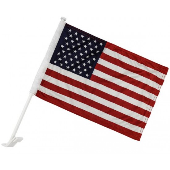 CAR FLAG FLIER DOUBLE SIDED WHITE POLYESTER  12"X 15" FLAG WITH POLE  J-5