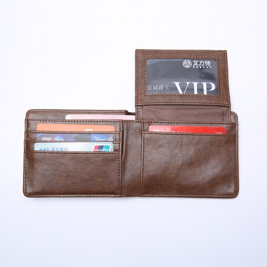 P/U LEATHER MEN'S WALLET w ID Slot (MEN-FT003BR) F-1