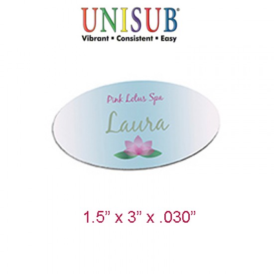 Oval Gloss White Name Badge 1.5 in by 3 in A-5