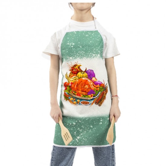 Sublimation101 Blank Faux Bleach Poly-Linen Apron  (Green ) TD-WQAD7072GR