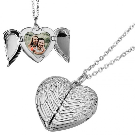 Angel Wings Heart Lockets Pendant Necklace  (  HNWS )  I-2